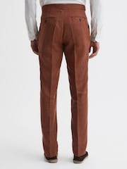 Reiss Tobacco Kin Slim Fit Linen Trousers - Image 5 of 5