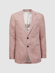 Reiss Blush Kin Slim Fit Single Breasted Linen Blazer - Image 2 of 7