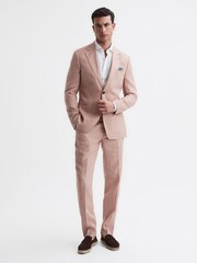 Reiss Blush Kin Slim Fit Single Breasted Linen Blazer - Image 3 of 7
