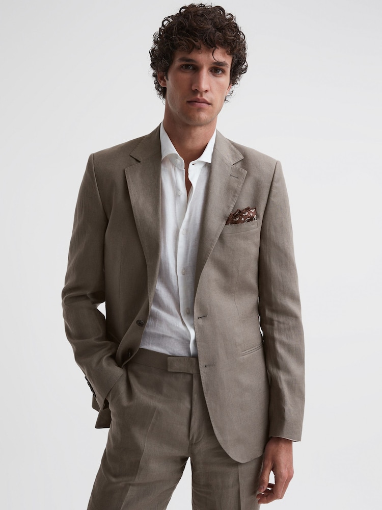 Reiss Sage Kin Slim Fit Single Breasted Linen Blazer - Image 1 of 7