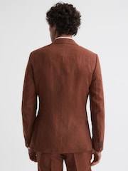 Reiss Tobacco Kin Slim Fit Single Breasted Linen Blazer - Image 5 of 7