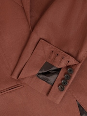 Reiss Tobacco Kin Slim Fit Single Breasted Linen Blazer - Image 6 of 7
