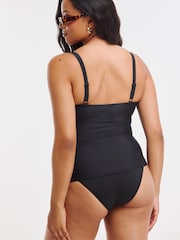 Figleaves Black Spot Tailor Underwired Twist Front Tummy Control Tankini Top - Image 2 of 4