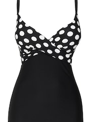 Figleaves Black Spot Tailor Underwired Twist Front Tummy Control Tankini Top - Image 4 of 4