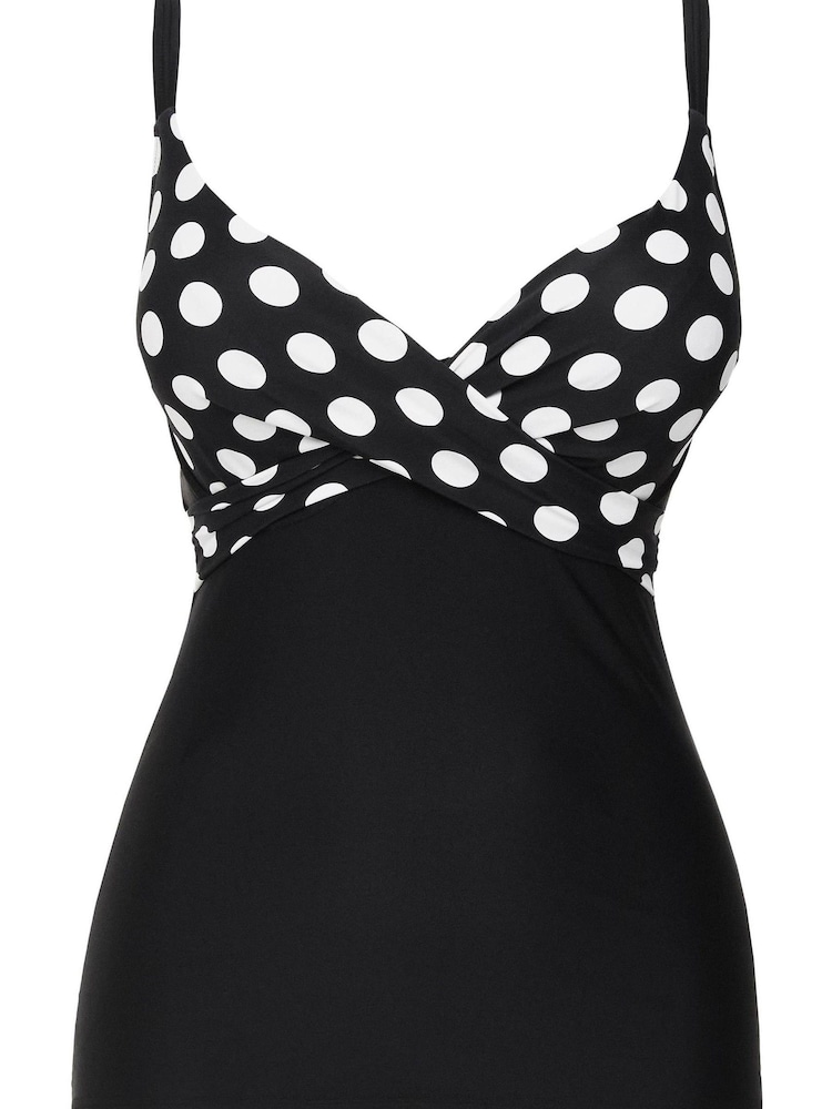 Figleaves Black Spot Tailor Underwired Twist Front Tummy Control Tankini Top - Image 4 of 4