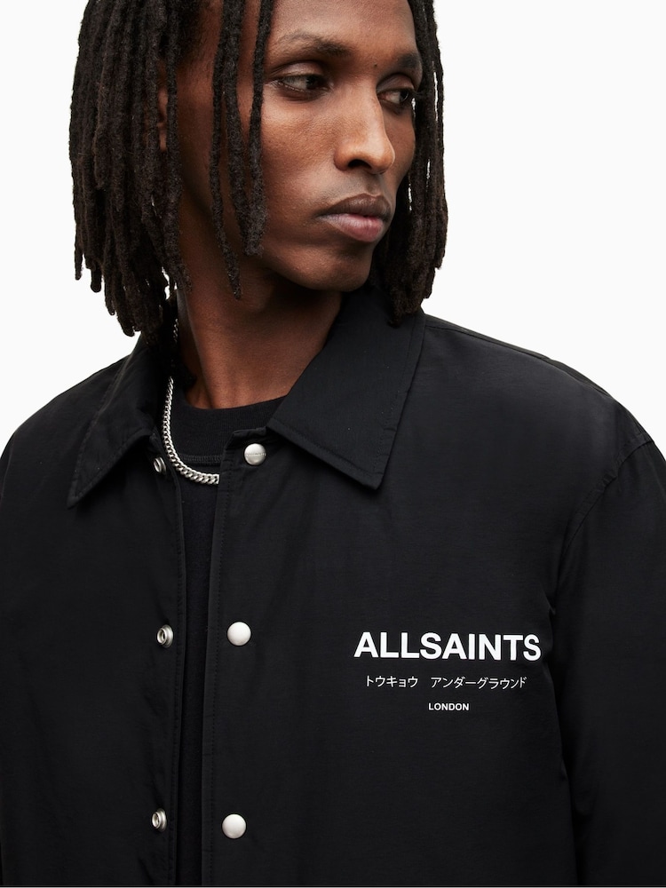 AllSaints Black Underground Coach Jacket - Image 3 of 9
