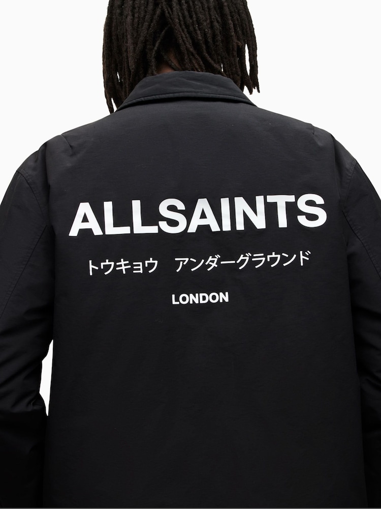 AllSaints Black Underground Coach Jacket - Image 5 of 9