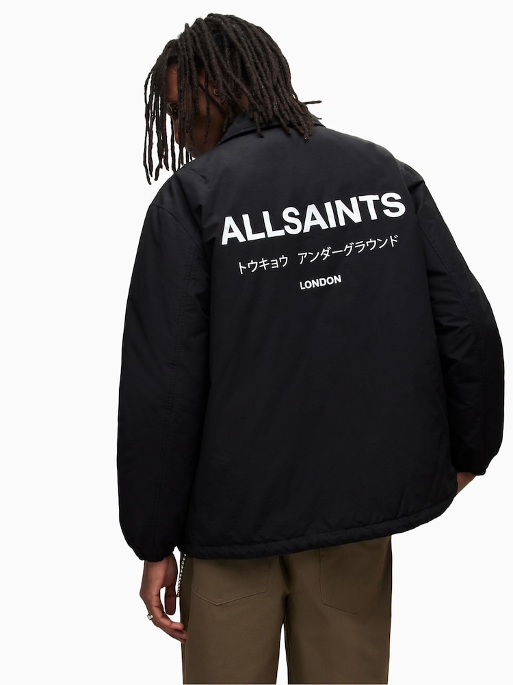 AllSaints Black Underground Coach Jacket - Image 8 of 9
