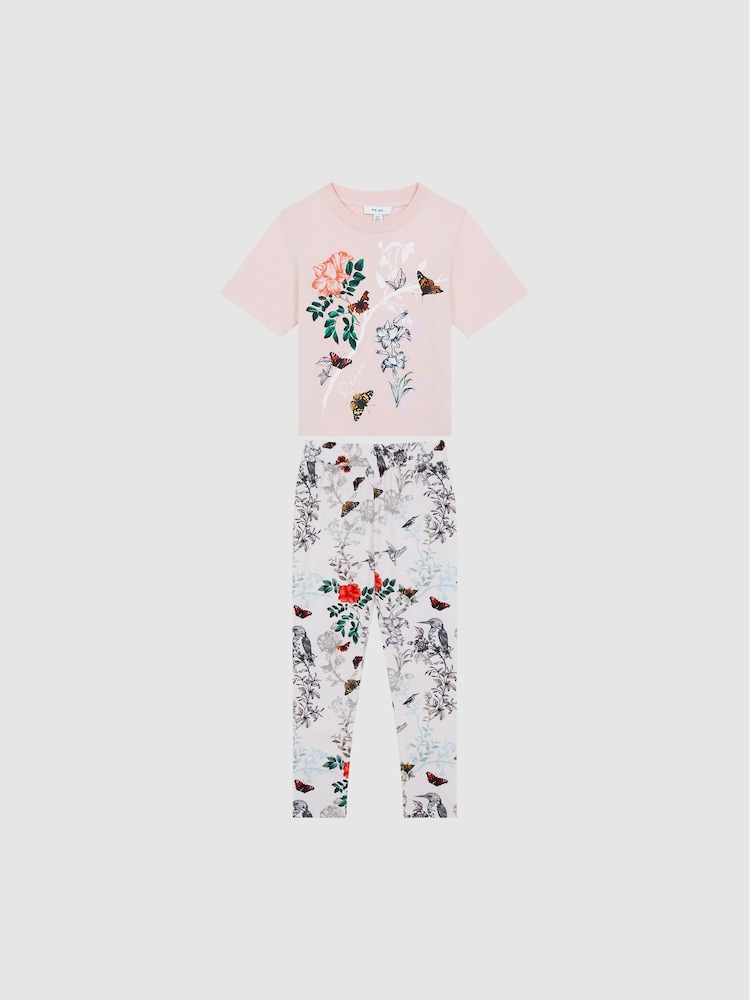 Reiss Pink Mahlia Printed Set - T-Shirt and Leggings - Image 2 of 9