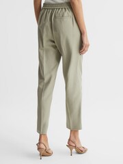 Reiss Khaki Shae Taper Tapered Linen Trousers - Image 8 of 12