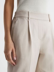 Reiss Oatmeal Shae Taper Tapered Linen Trousers - Image 4 of 6
