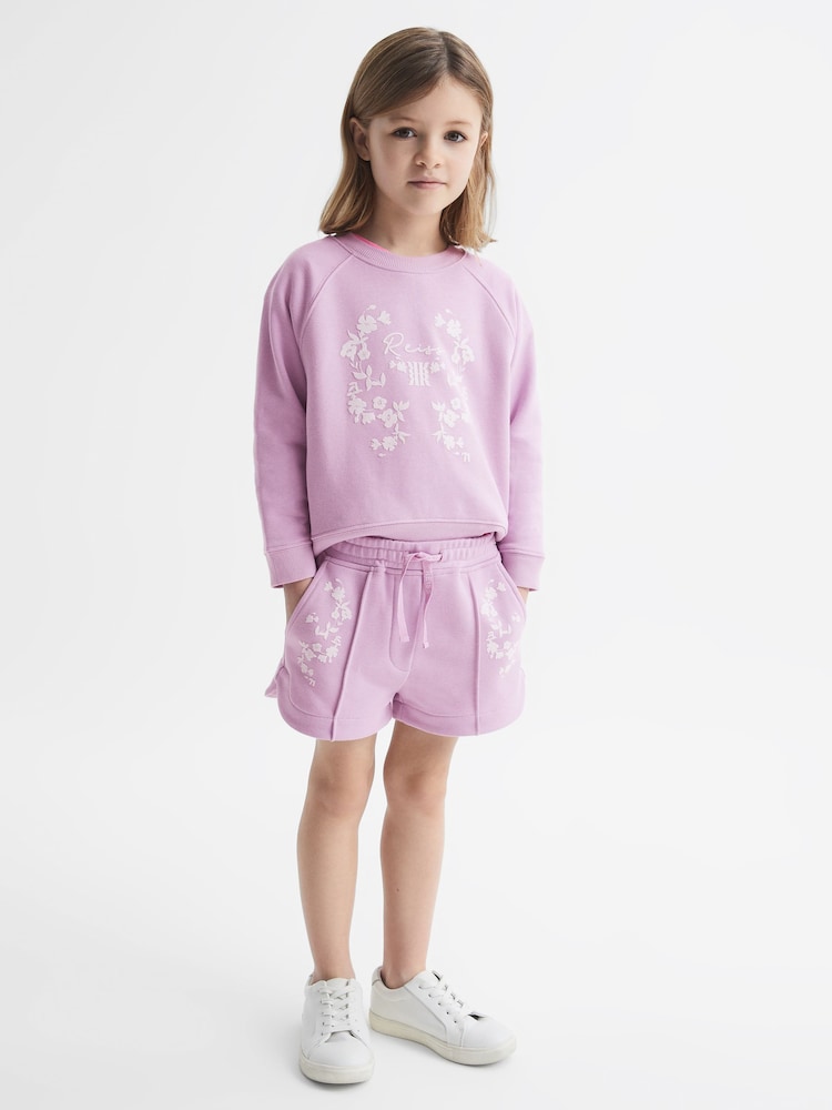 Reiss Lilac Honor 4-9 yrs Jersey Logo Shorts - Image 1 of 6