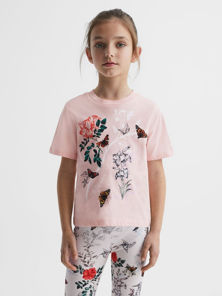 Reiss Pink Mahlia 9-12 yrs Printed Set - T-Shirt and Leggings - Image 1 of 9