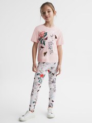 Reiss Pink Mahlia 9-12 yrs Printed Set - T-Shirt and Leggings - Image 3 of 9