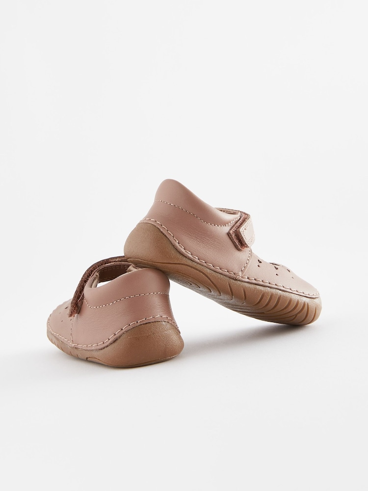 Tan Brown Leather Wide Fit (G) Crawler Mary Jane Shoes - Image 3 of 5
