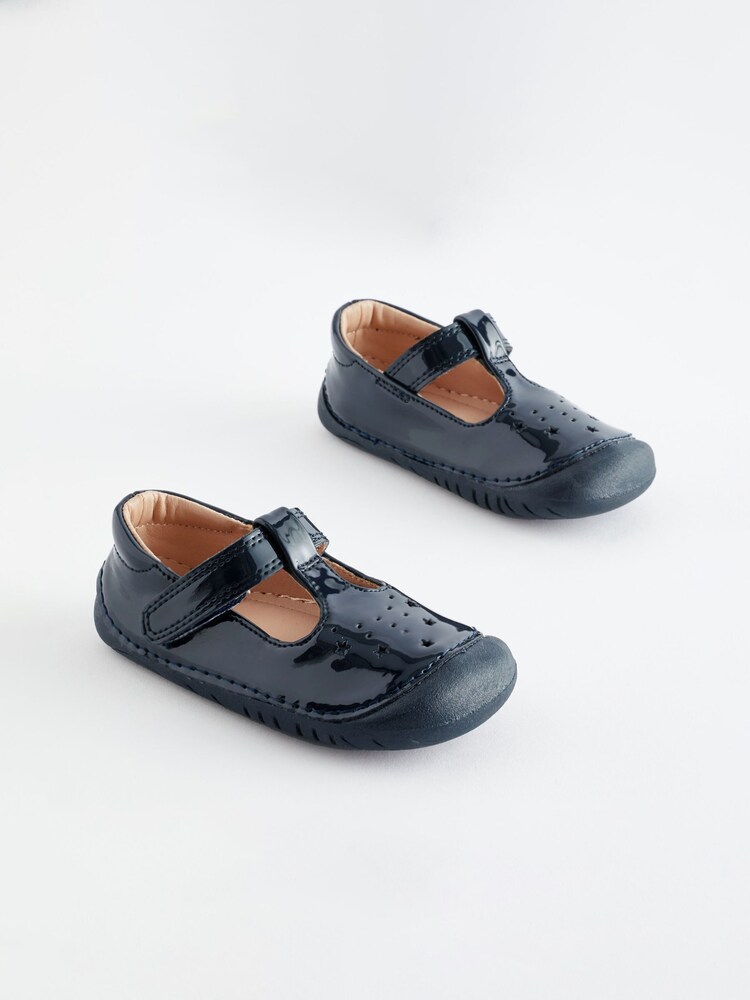 Navy Blue Patent Wide Fit (G) Crawler T-Bar Shoes - Image 1 of 5