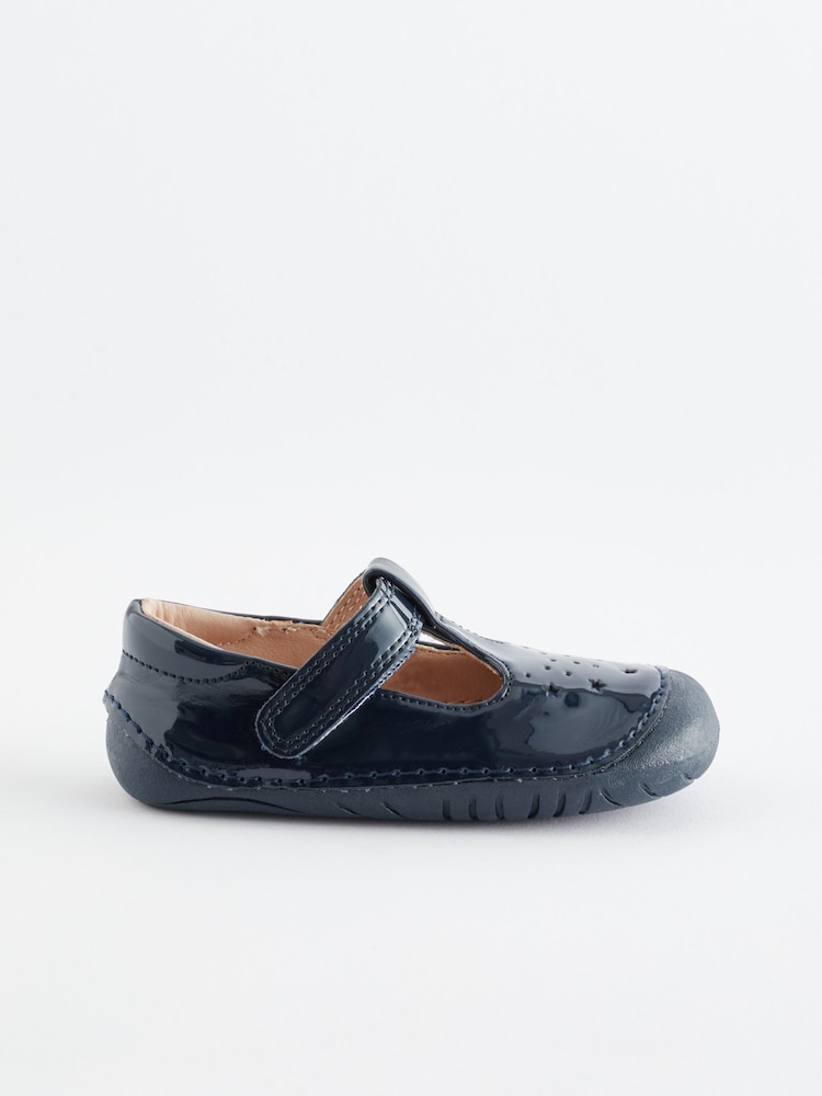 Navy Blue Patent Wide Fit (G) Crawler T-Bar Shoes - Image 2 of 5
