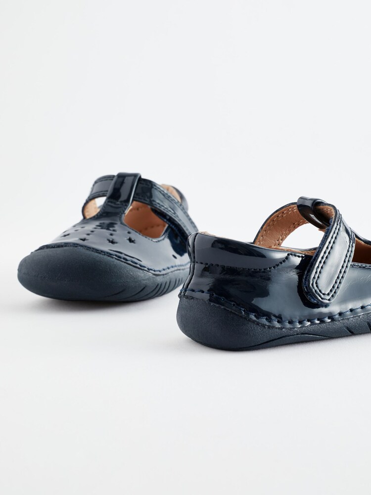 Navy Blue Patent Wide Fit (G) Crawler T-Bar Shoes - Image 5 of 5