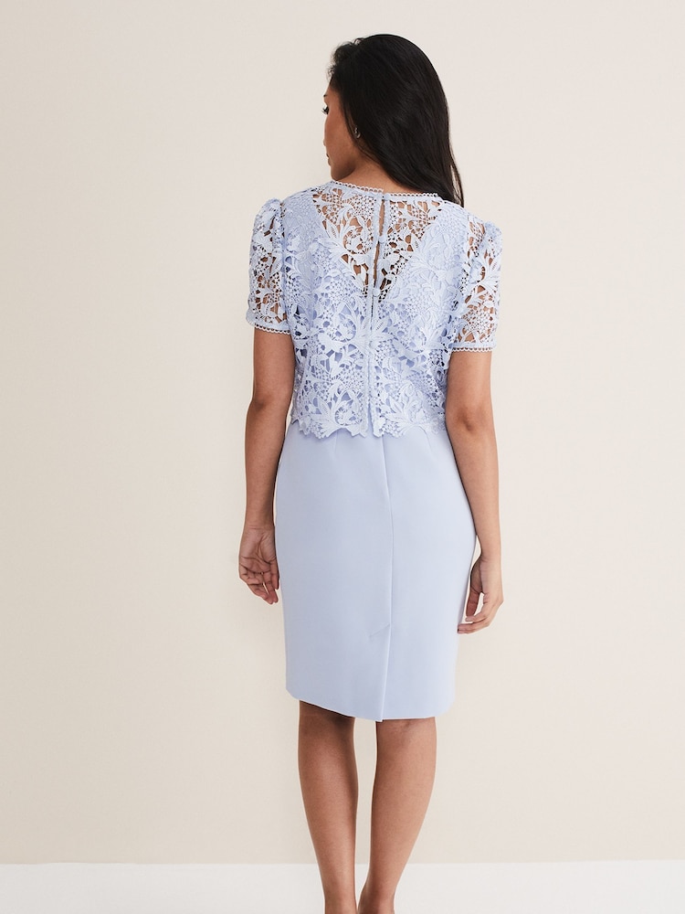 Phase Eight Blue Petite Isabella Lace Dress - Image 2 of 8 Phase Eight Blue Petite Isabella Lace Dress - Image 2 of 8