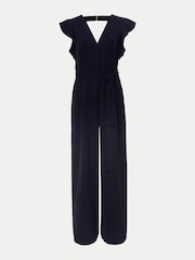 Phase Eight Ink Blue Petite Petite Kallie V-Neck Frill Jumpsuit - Image 6 of 6