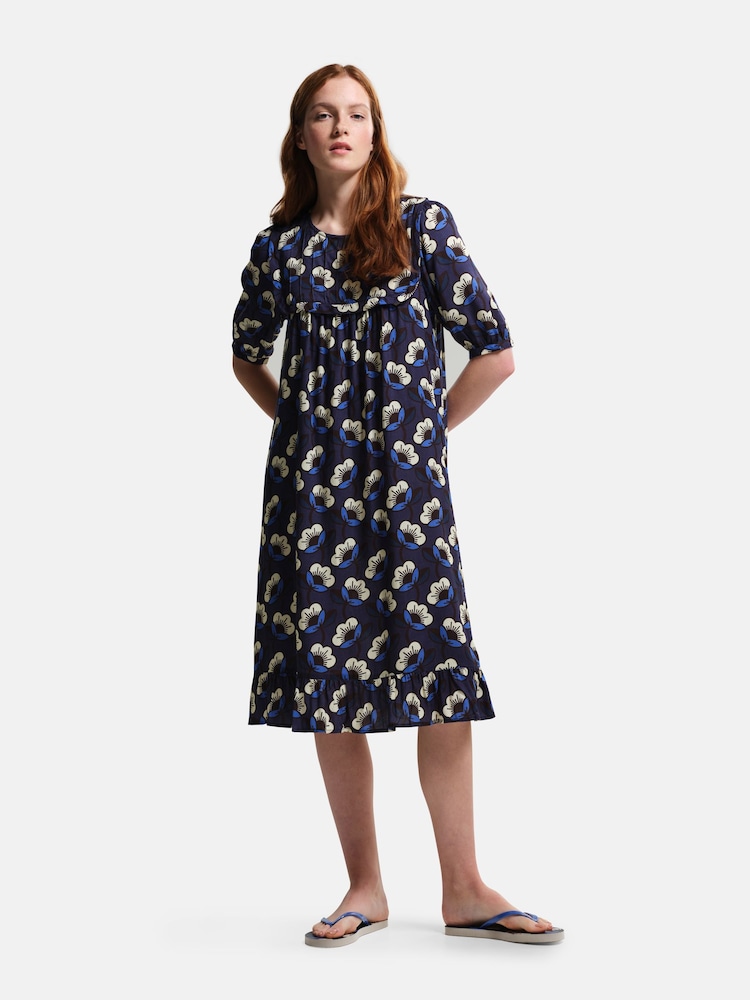 Bleu - robe mi-longue smockée Regatta Orla Kiely - Image 1 of 8