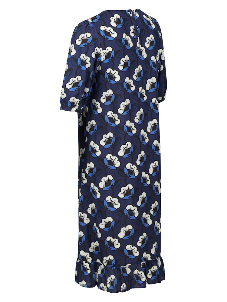Bleu - robe mi-longue smockée Regatta Orla Kiely - Image 8 of 8