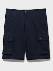 Синий - Crew Clothing Cotton Relaxed Fit Cargo Shorts - Изображение 4 из 5