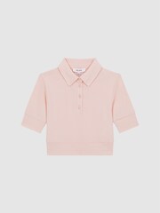 Reiss Pink Eva 4-9 yrs Cropped Polo Shirt - Image 2 of 6
