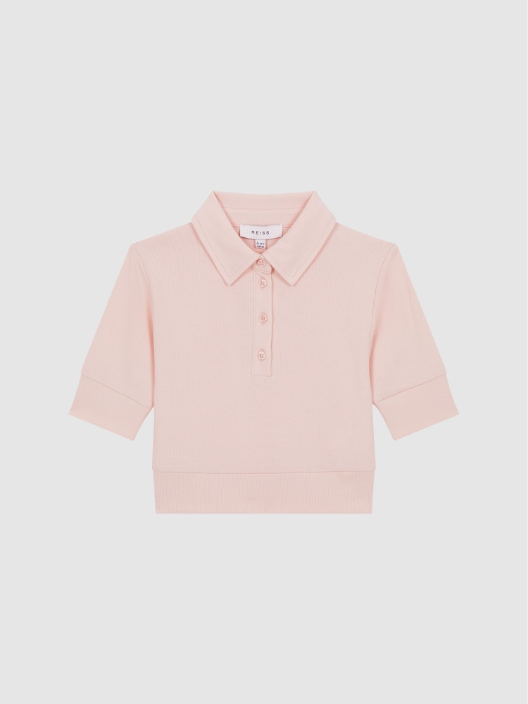 Reiss Pink Eva 4-9 yrs Cropped Polo Shirt - Image 2 of 6