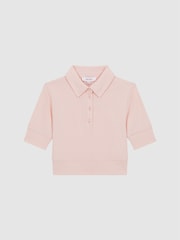 Reiss Pink Eva Senior Cropped Polo Shirt - Image 2 of 6