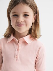 Reiss Pink Eva Senior Cropped Polo Shirt - Image 4 of 6