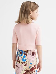 Reiss Pink Eva Senior Cropped Polo Shirt - Image 5 of 6