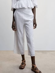 Mango White Embroidered Cotton Trousers - Image 1 of 6