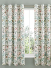 Catherine Lansfield Clarence Floral Lined Eyelet Eyelet Curtains - Image 2 of 3