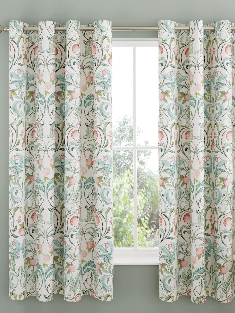 Catherine Lansfield Clarence Floral Lined Eyelet Eyelet Curtains - Image 2 of 3