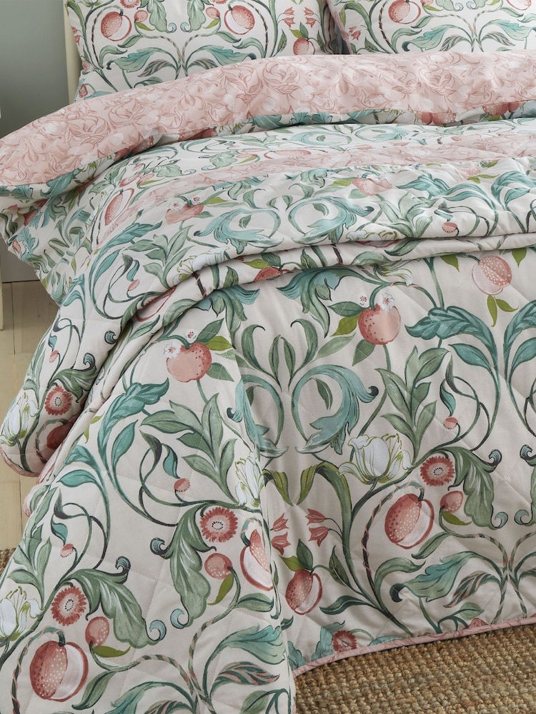 Catherine Lansfield Natural Clarence Floral Quilted Throw - Image 1 of 3 Catherine Lansfield Natural Clarence Floral Quilted Throw - Image 1 of 3