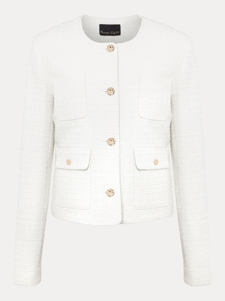 Phase Eight Cream Ripley Tweed Jacket - Image 8 of 8