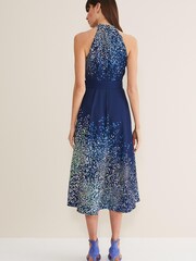 Phase Eight Blue Clea Print Midi Dress - Image 2 of 7