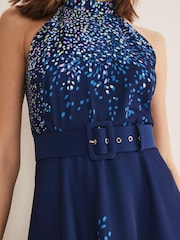 Phase Eight Blue Clea Print Midi Dress - Image 5 of 7