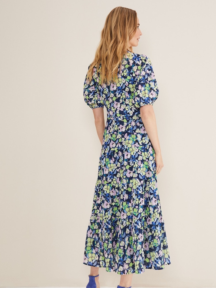 Phase Eight Blue Morven Floral Print Maxi Dress - Image 2 of 7