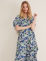 Phase Eight Blue Morven Floral Print Maxi Dress - Image 4 of 7