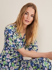 Phase Eight Blue Morven Floral Print Maxi Dress - Image 6 of 7