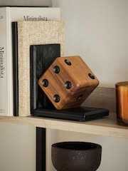 Black/Brown Bronx Wooden Dice Bookend - Image 1 of 4