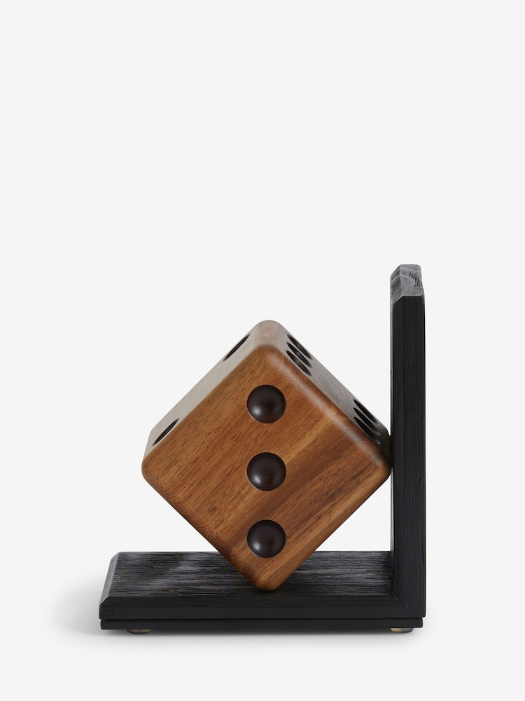 Black/Brown Bronx Wooden Dice Bookend - Image 2 of 4