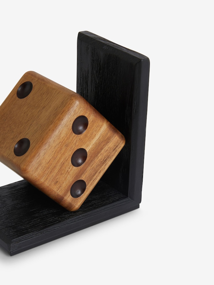 Black/Brown Bronx Wooden Dice Bookend - Image 4 of 4