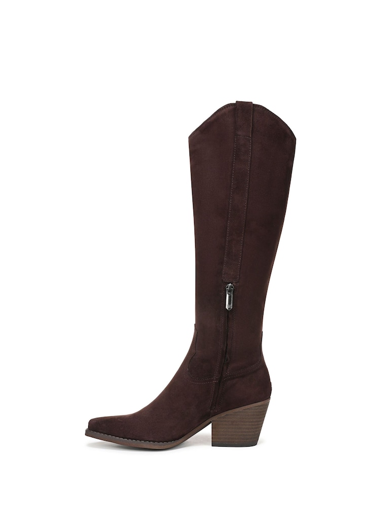 Sam Edelman Chocolate Brown Wyatt Regular Fit Knee High Western Boots - Image 2 of 7 Sam Edelman Chocolate Brown Wyatt Regular Fit Knee High Western Boots - Image 2 of 7