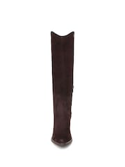 Sam Edelman Chocolate Brown Wyatt Regular Fit Knee High Western Boots - Image 4 of 7