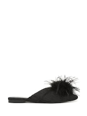 Sam Edelman Black Khai Feather Regular Fit Mules - Image 1 of 7