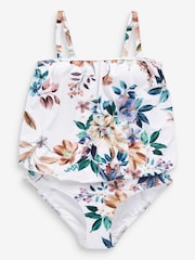 White Floral Blouson Swimsuit - Image 5 of 5