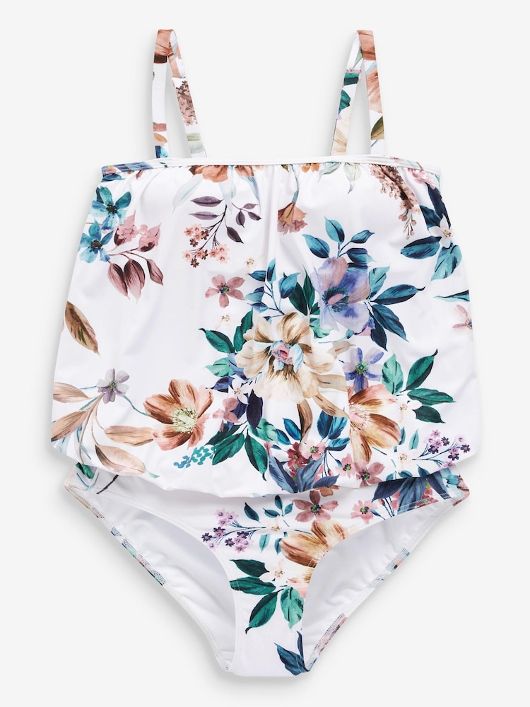 White Floral Blouson Swimsuit - Image 5 of 5